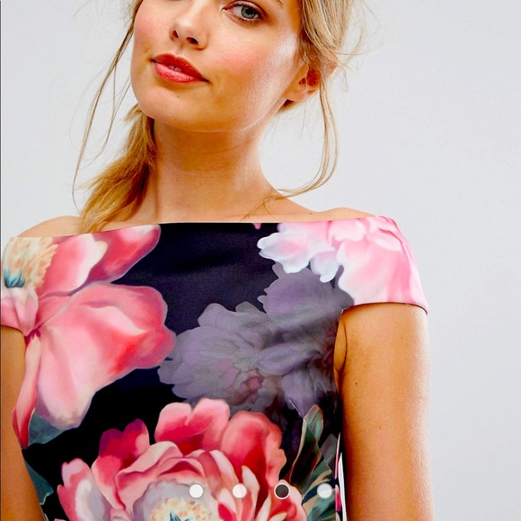 NWOT’s TED BAKER BARDOT STYLE PAINTED POSEY DRESS NEVER WORN - Picture 4 of 12